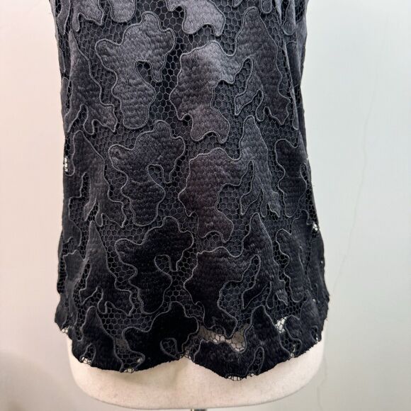 ALC Womens Sleeveless Top Black Camo Lace Mesh Size 0 Edgy Goth Witchy Designer - Picture 3 of 13